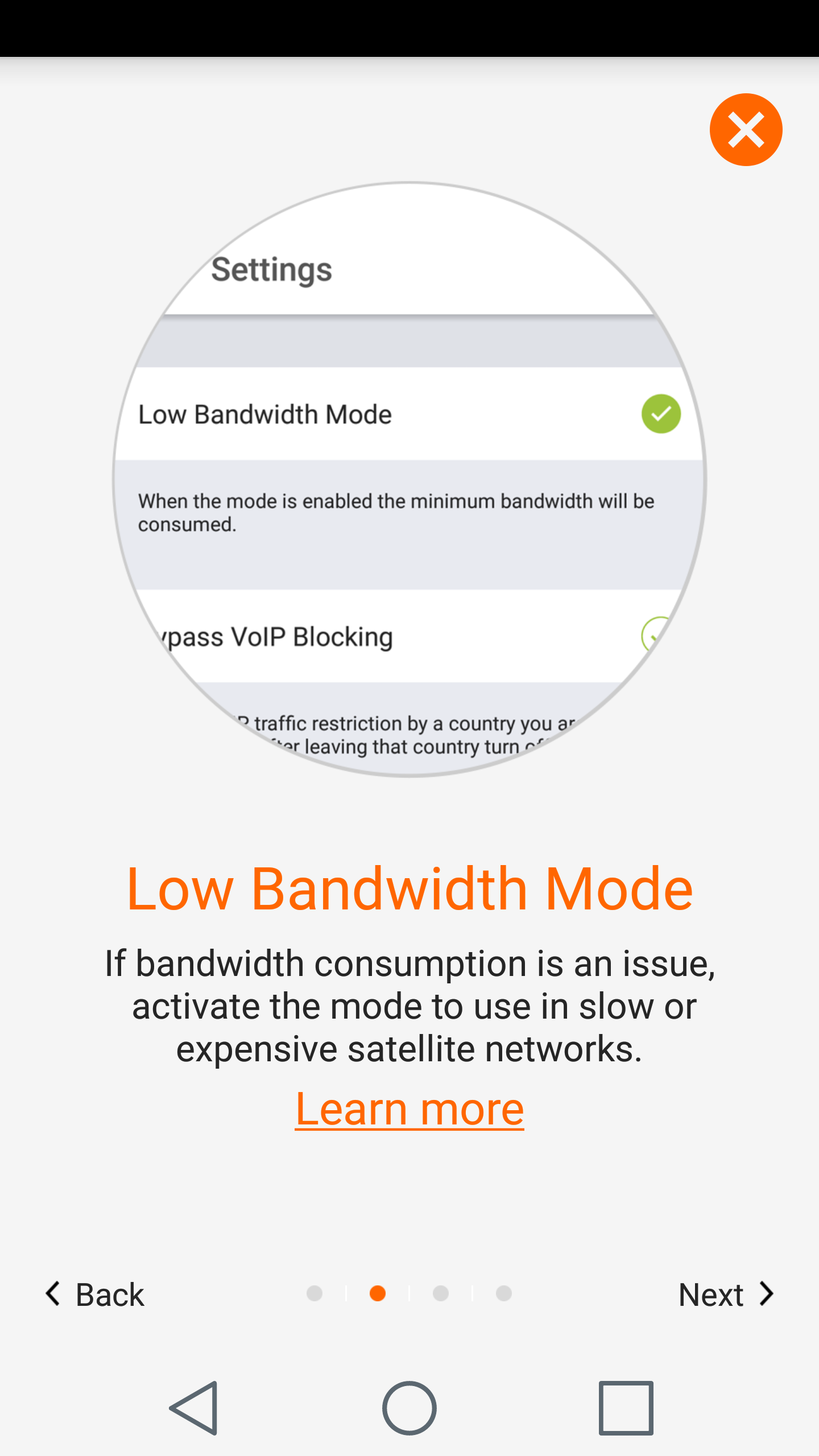 zangi messenger low bandwidth mode on 