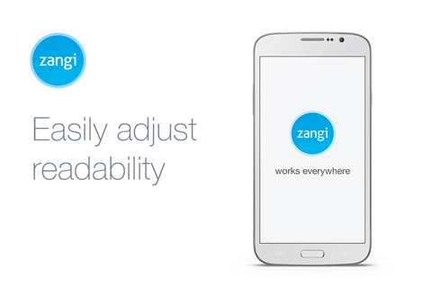 easily adjust app readability, zangi messenger