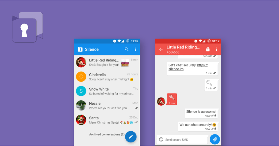 Silence messenger, secure messaging app, free chat app
