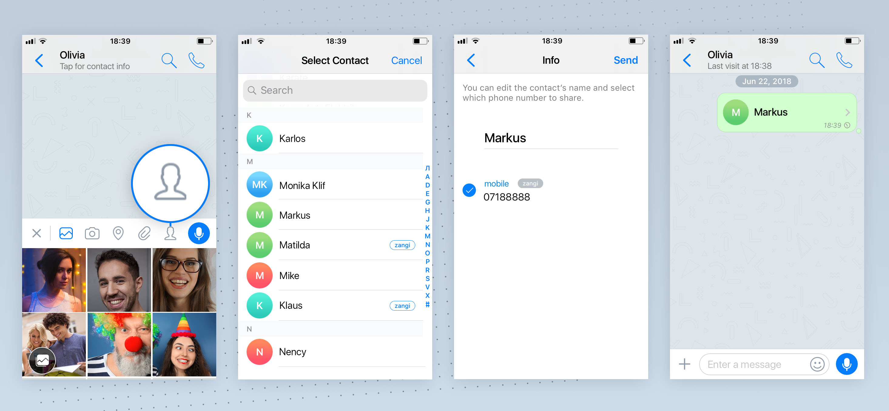 messenger supports ios 12, messenger send contacts